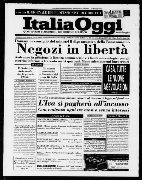 Italia oggi : quotidiano di economia finanza e politica